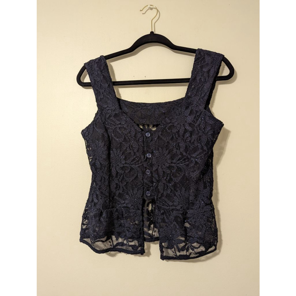 Women's Navy Blue Lace Tank Top